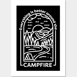 Everything is better around the campfire black Posters and Art